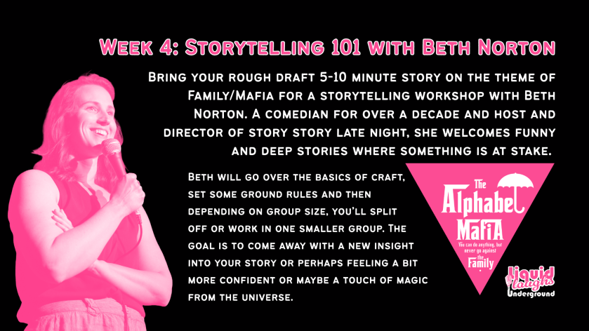 The Alphabet Mafia's Comedy Workshop Week 4: Storytelling 101 with Beth Norton